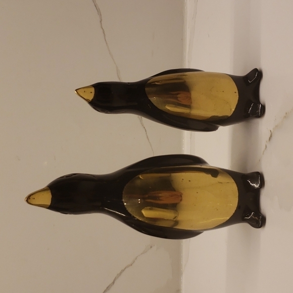 Brass Penguin Figurines Black Gold 5"tall and 4"tall - Picture 3 of 13